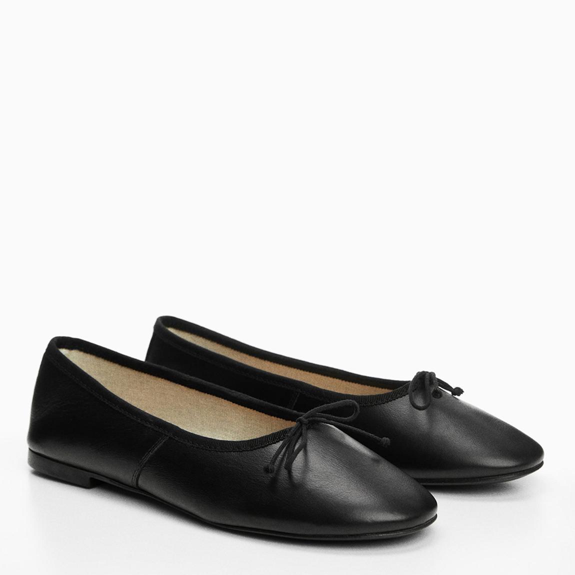 Black Leather Ballet Flats main product photo