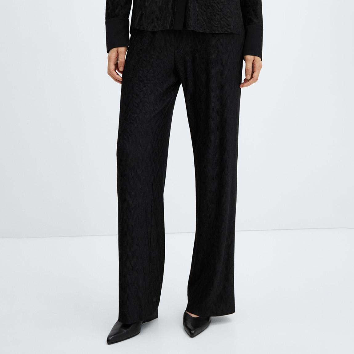 Black Textured Straight Leg Trousers main product photo