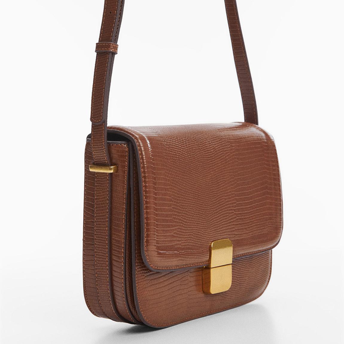Brown Croc Effect Cross-Body Bag main product photo