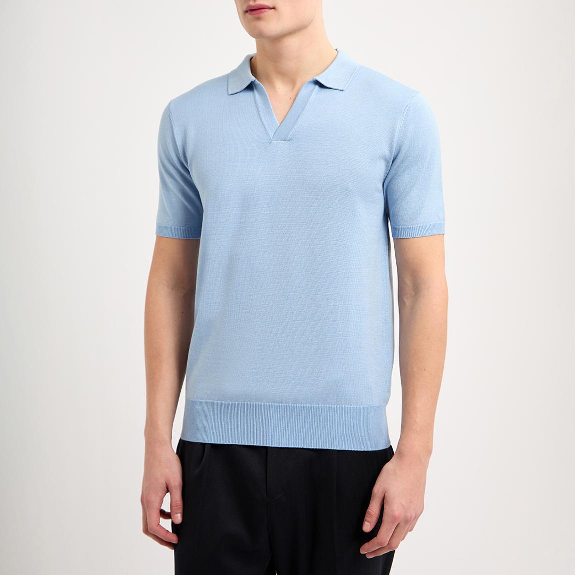 Light Blue Open Neck Knit Polo Shirt main product photo
