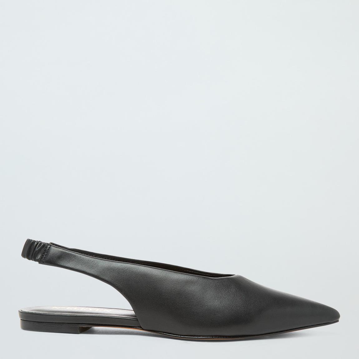 Black Leather Pointed Sling Back Mules main product photo