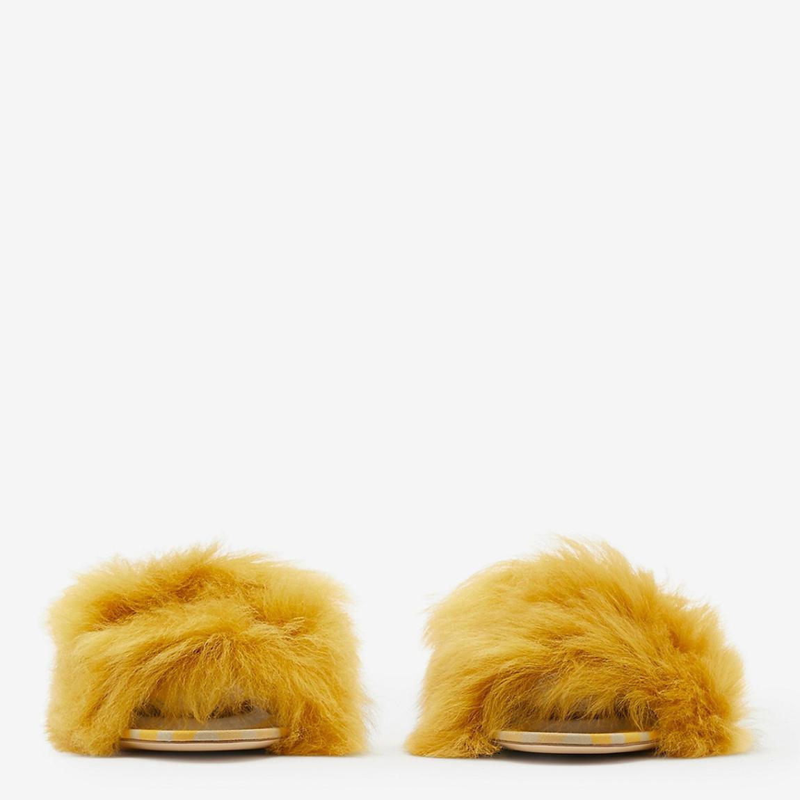 Women's Yellow Shearling Heeled Mules main product photo
