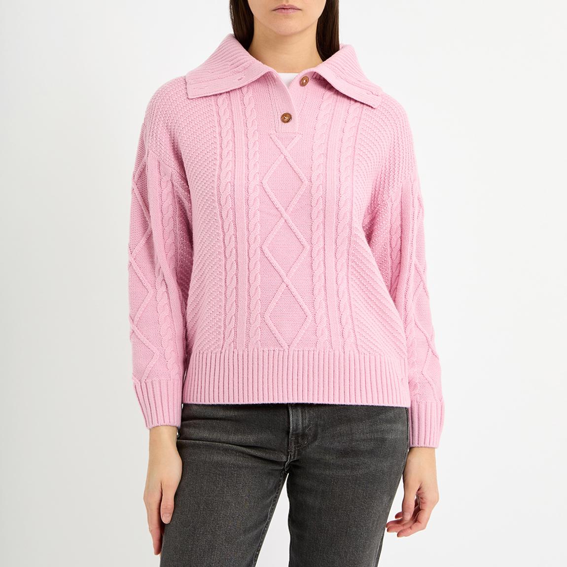 Pink Wool Blend Cable Knit Jumper main product photo