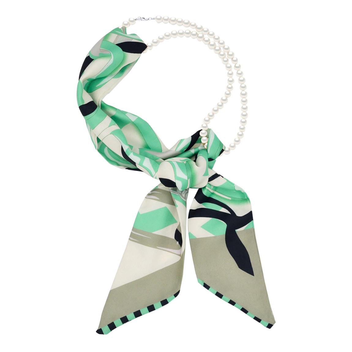 Green Scarf and Cultured Pearl Strand Set main product photo