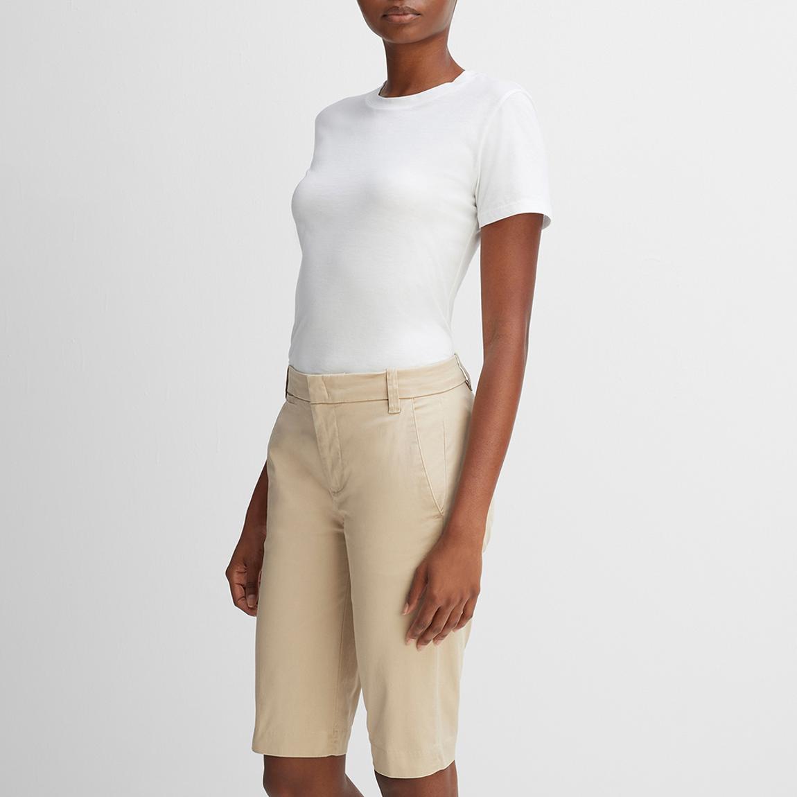 Tan Mid Rise Bermuda Shorts main product photo