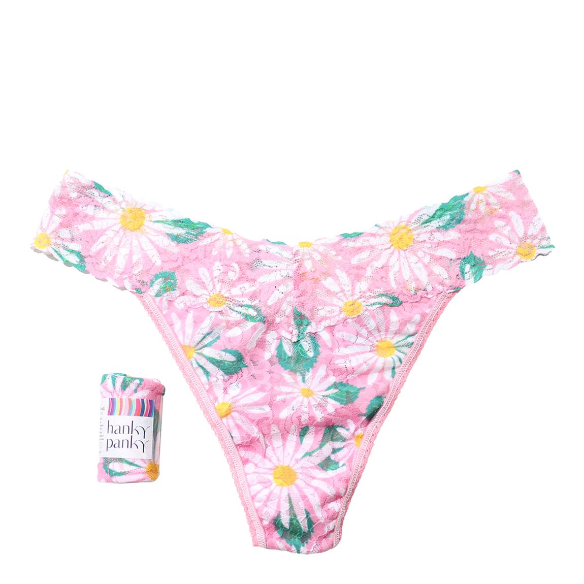Pink Daisy Signature Lace Print Original Rise Thong main product photo