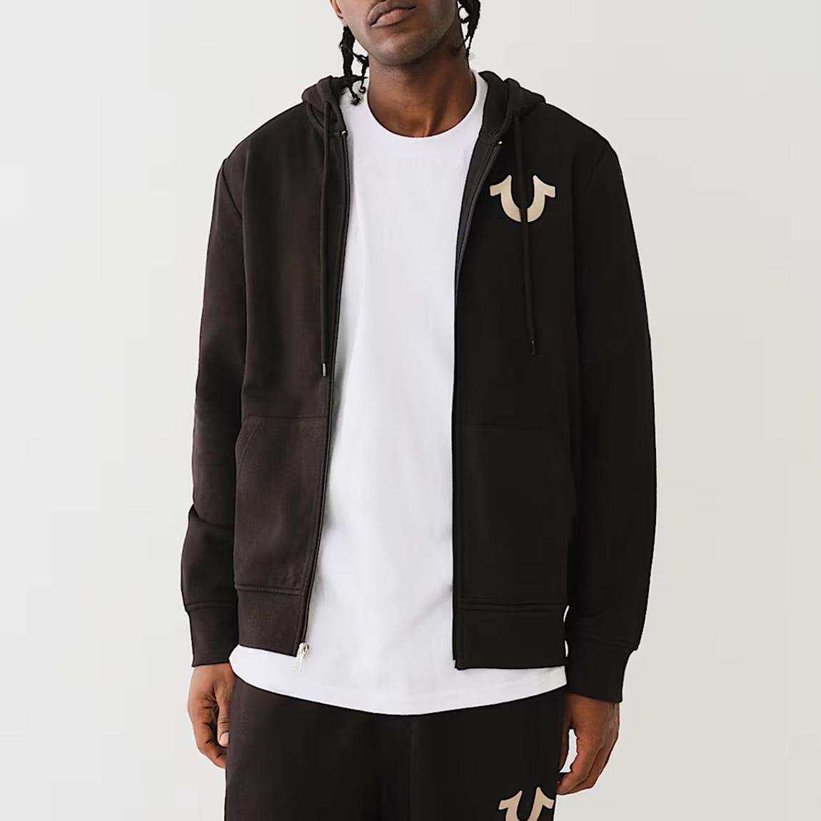 True Religion Black City Buddha Zip Hoodie - BrandAlley