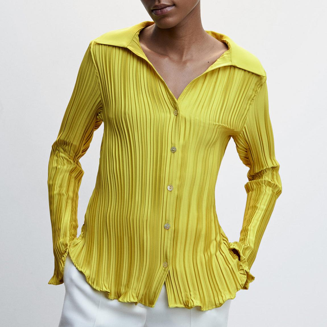 Lime Printed Shirred Shirt main product photo