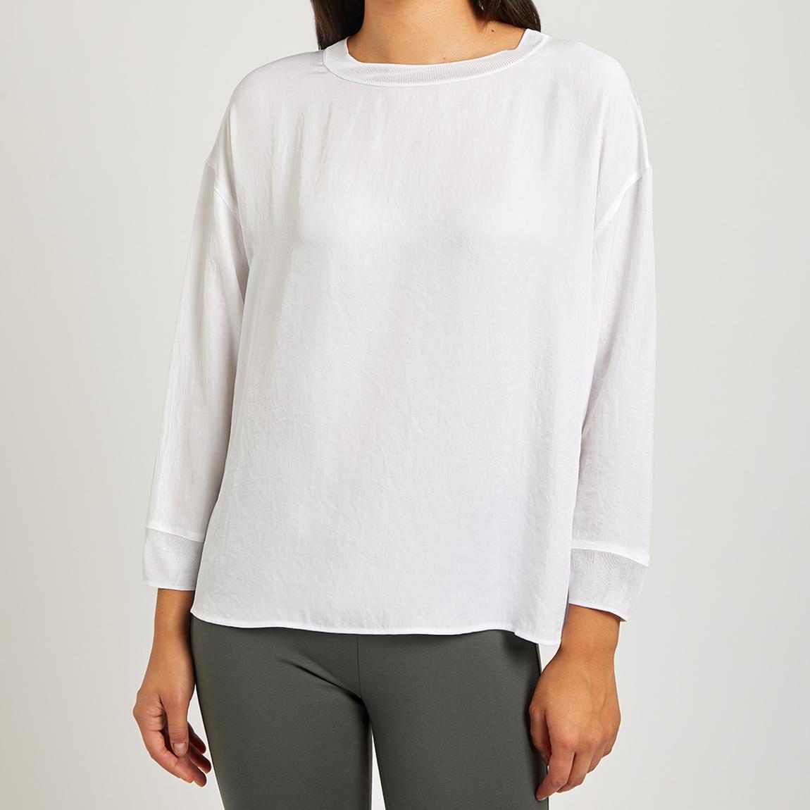 White Boat Neck Long Sleeve Top main product photo