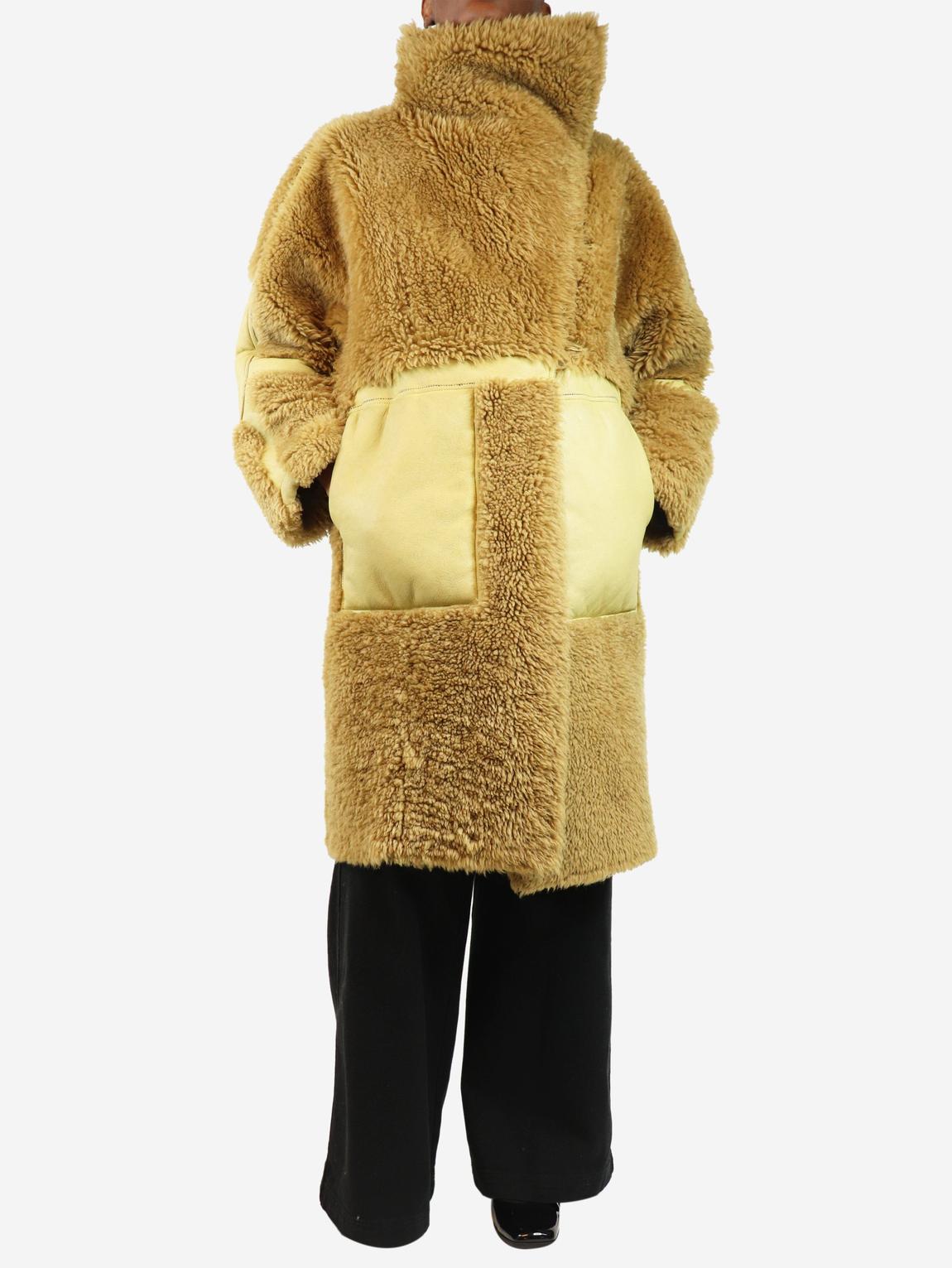 Mustard sheepskin coat main product photo