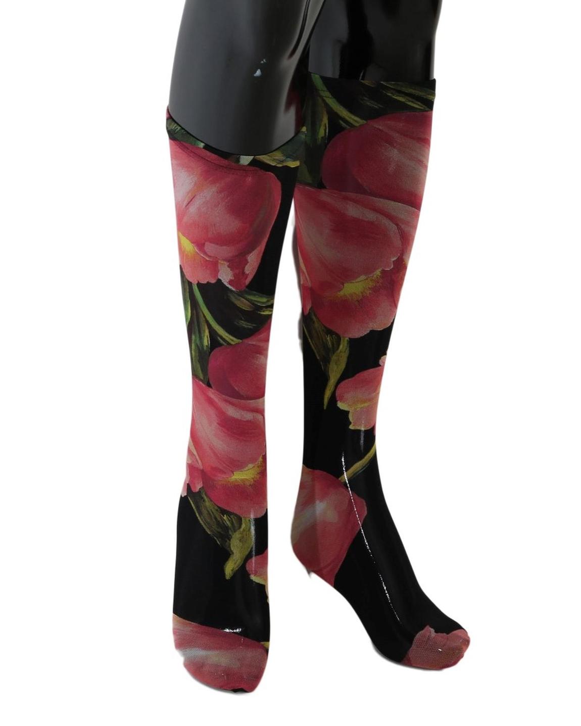 Dolce Gabbana Floral Knee High Socks Wo - Multicolor Pantyhose main product photo