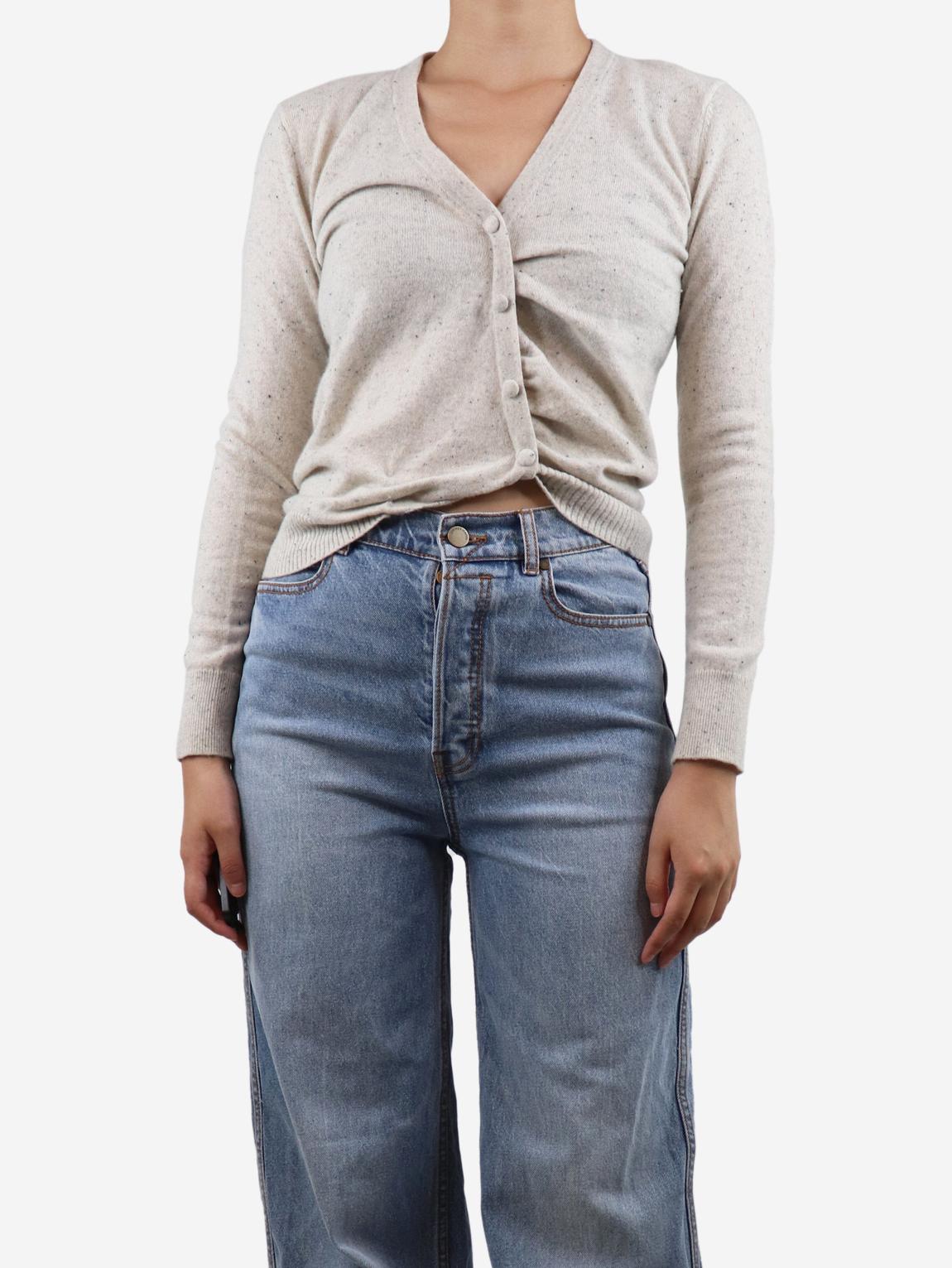 Light grey speckled ruched cardigan main product photo
