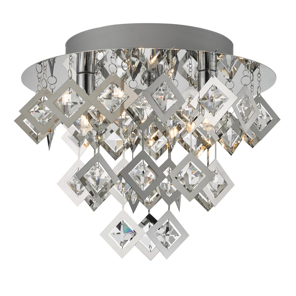 Leon 3 Light Flush Polished Chrome & Clear Glass main product photo