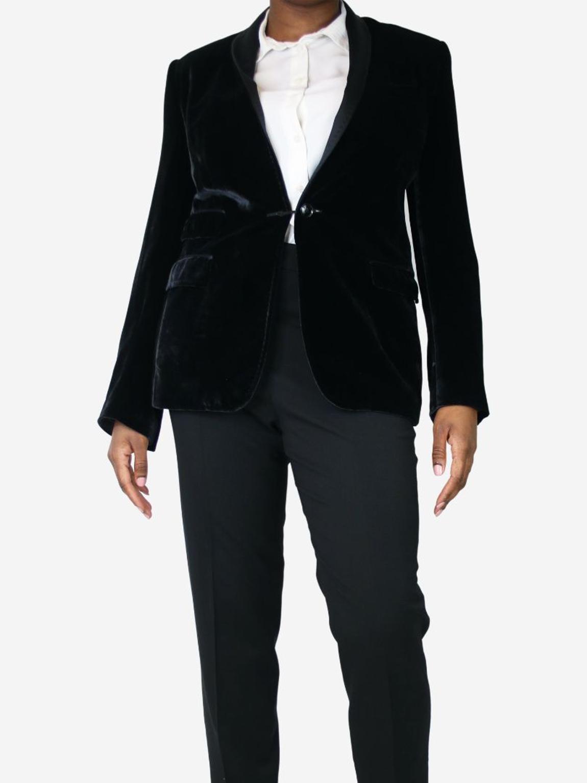 Black velvet blazer main product photo