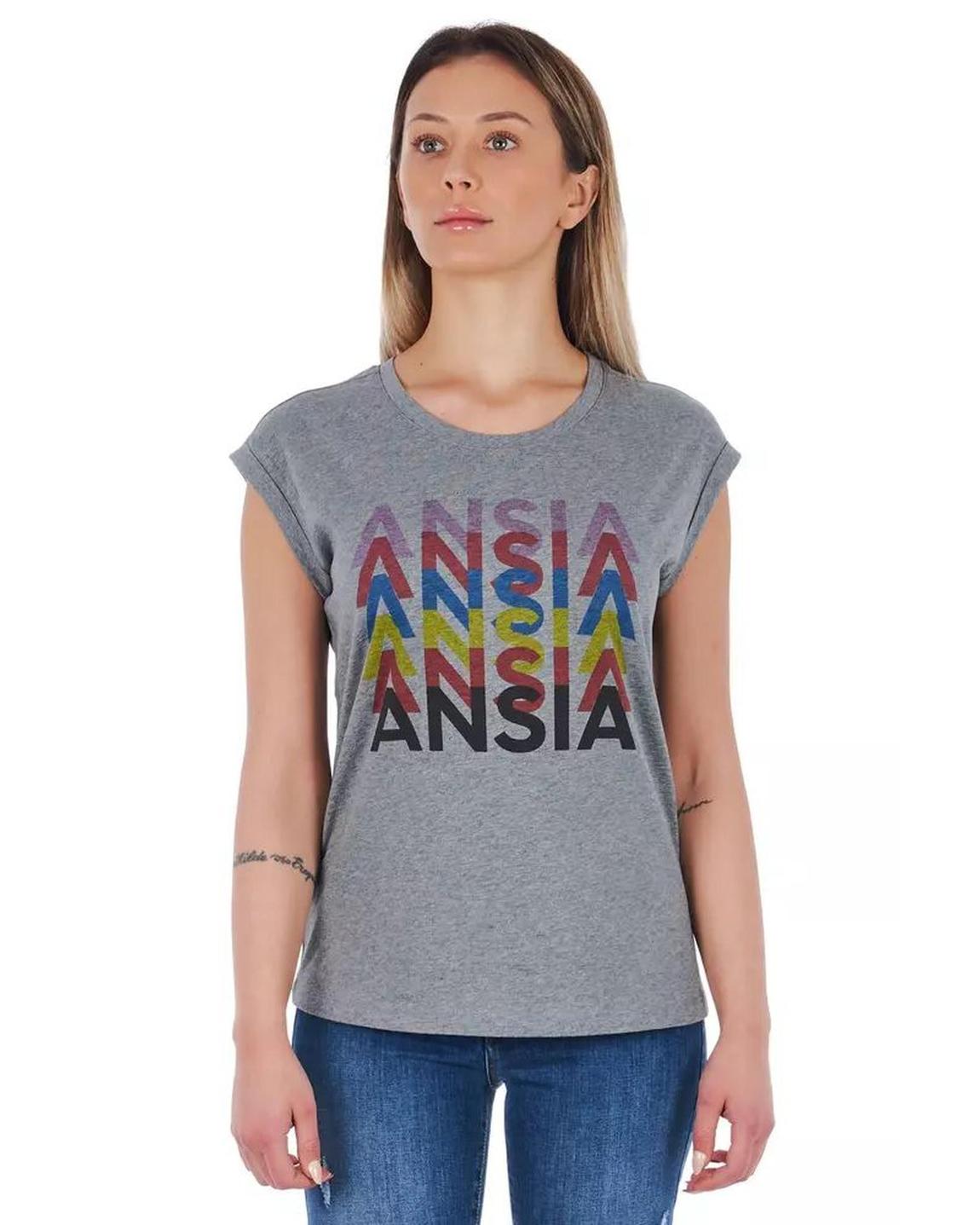 Ansia Graphic Tee Short Sleeve Wo - Gray Tops main product photo
