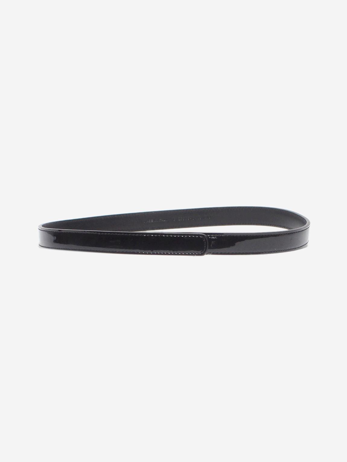 Black leather waist cincher main product photo