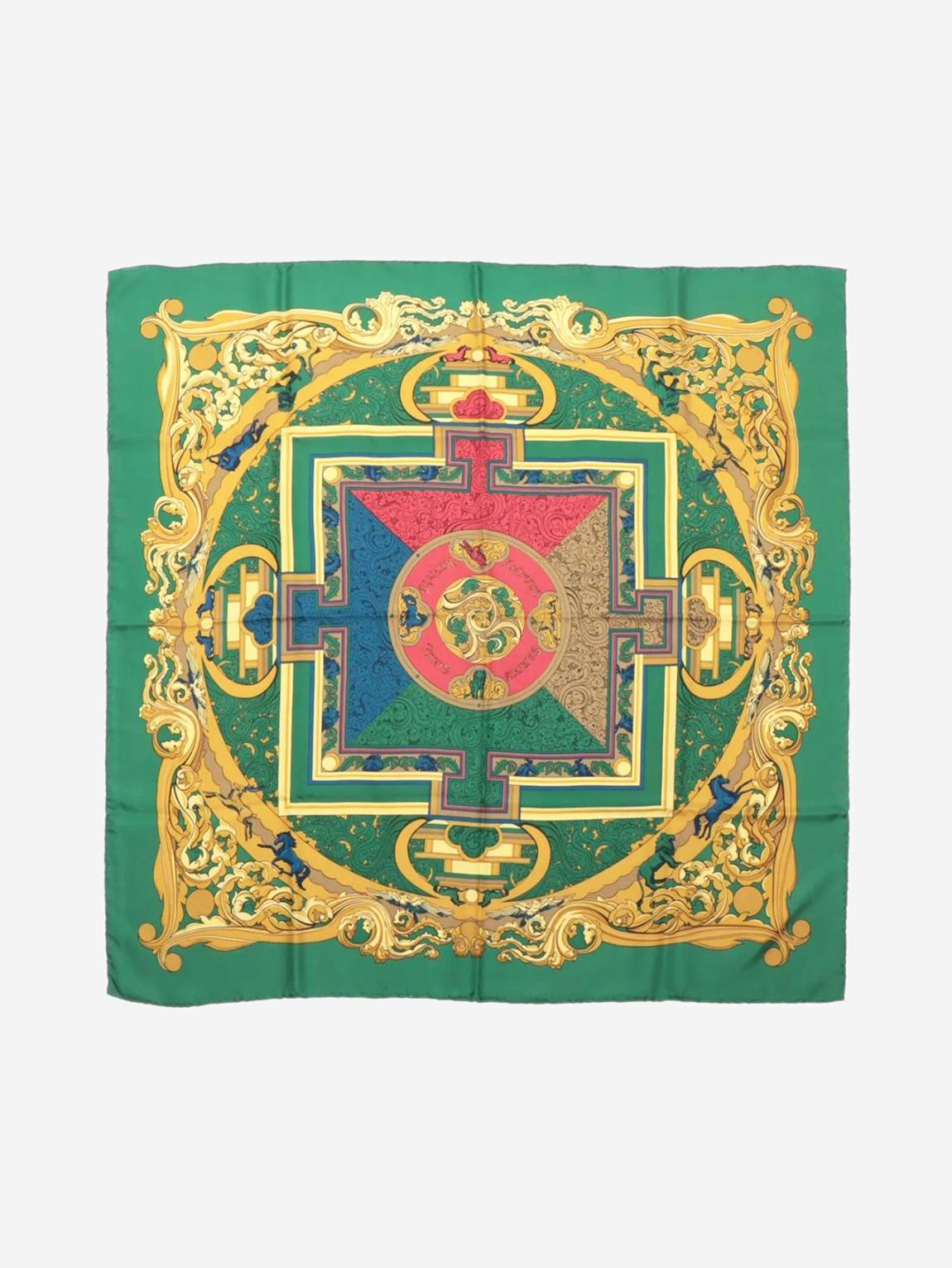 Green Carré 90 Animaux Solaires silk scarf main product photo