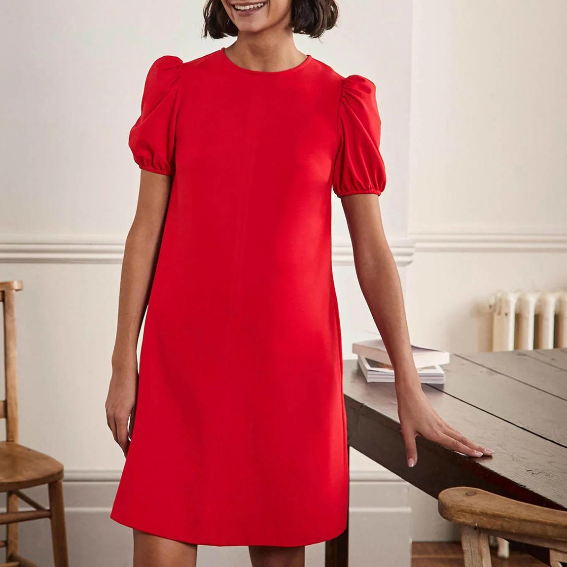 Red Seam Detail Jersey Shift Dress main product photo
