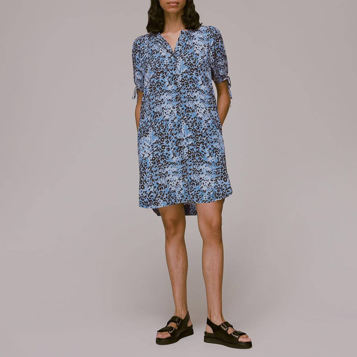 Blue Print Button Mini Dress main product photo