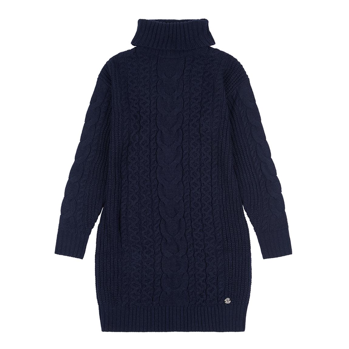Navy Cable Knit Roll Neck Dress main product photo
