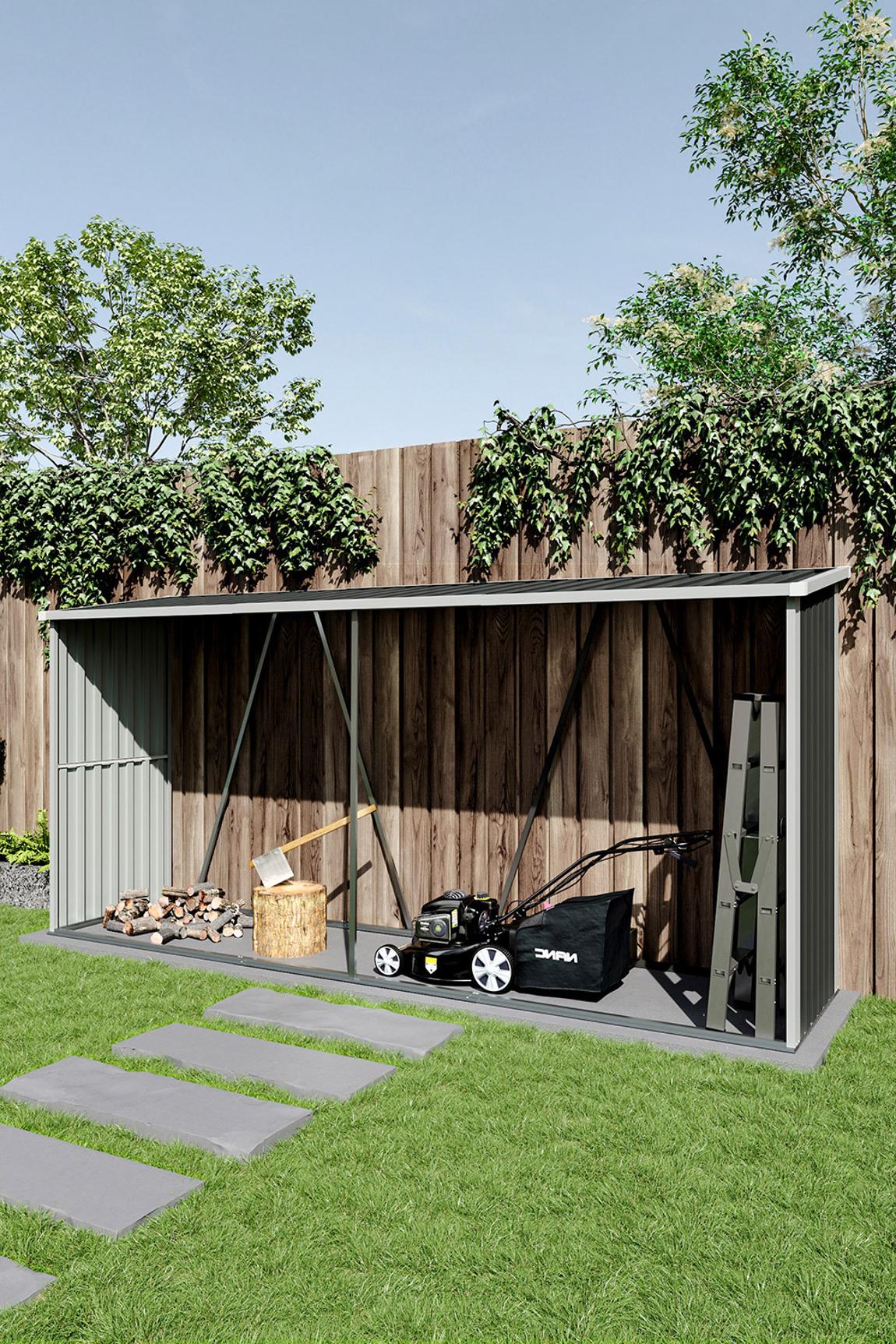 Medium Black Garden Outdoor Metal Firewood Log Storage Shed main product photo