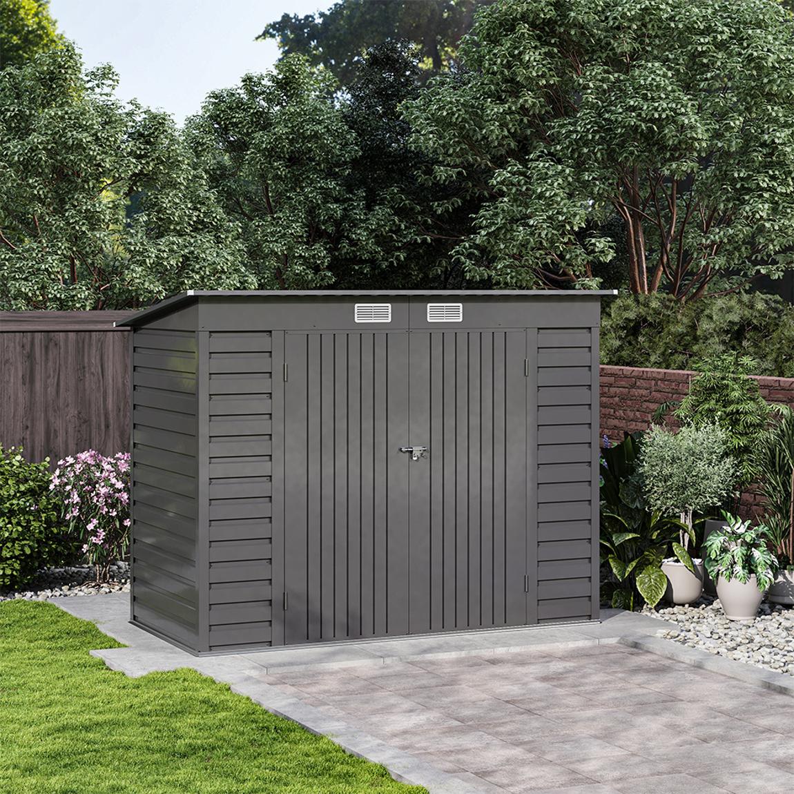 Medium Grey Galvanised Lean-to Pent Shed main product photo