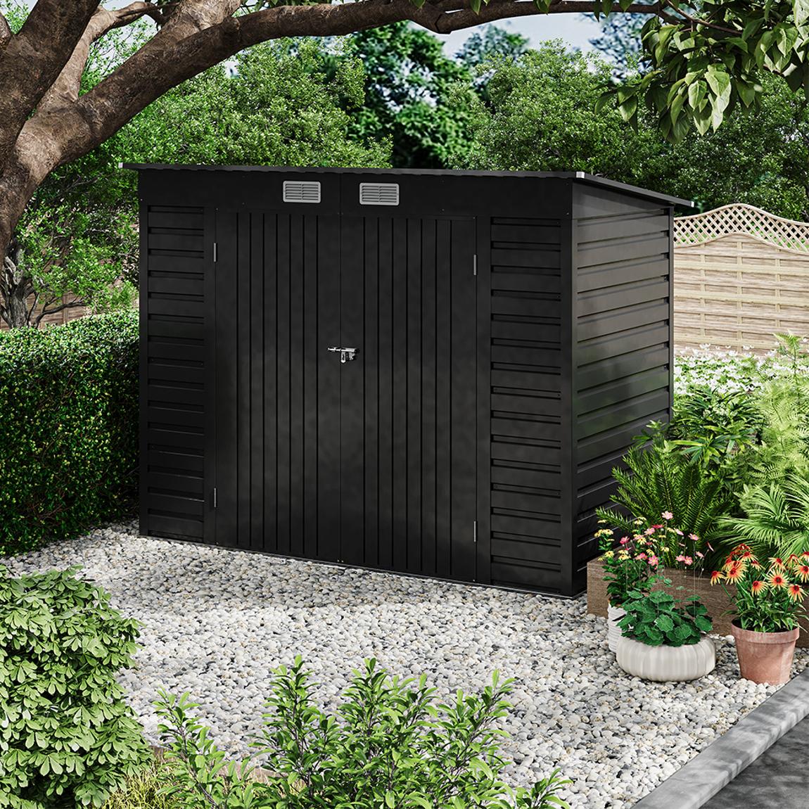 Medium Black Galvanised Lean-to Pent Shed main product photo