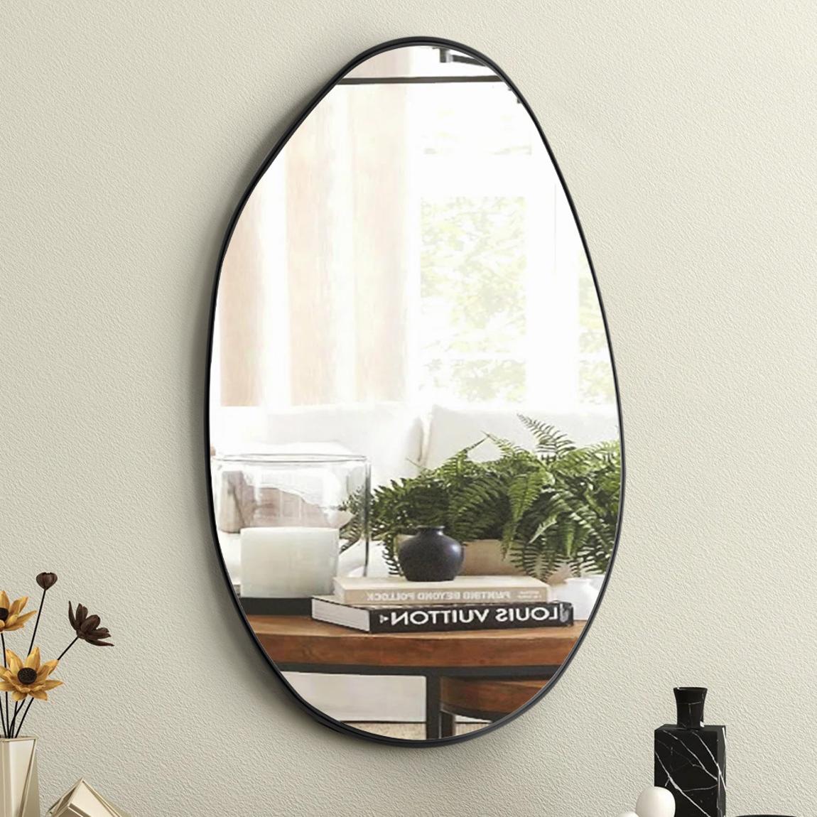 Large Black Irregular Metal Framed Wall Mirror Decorative main product photo