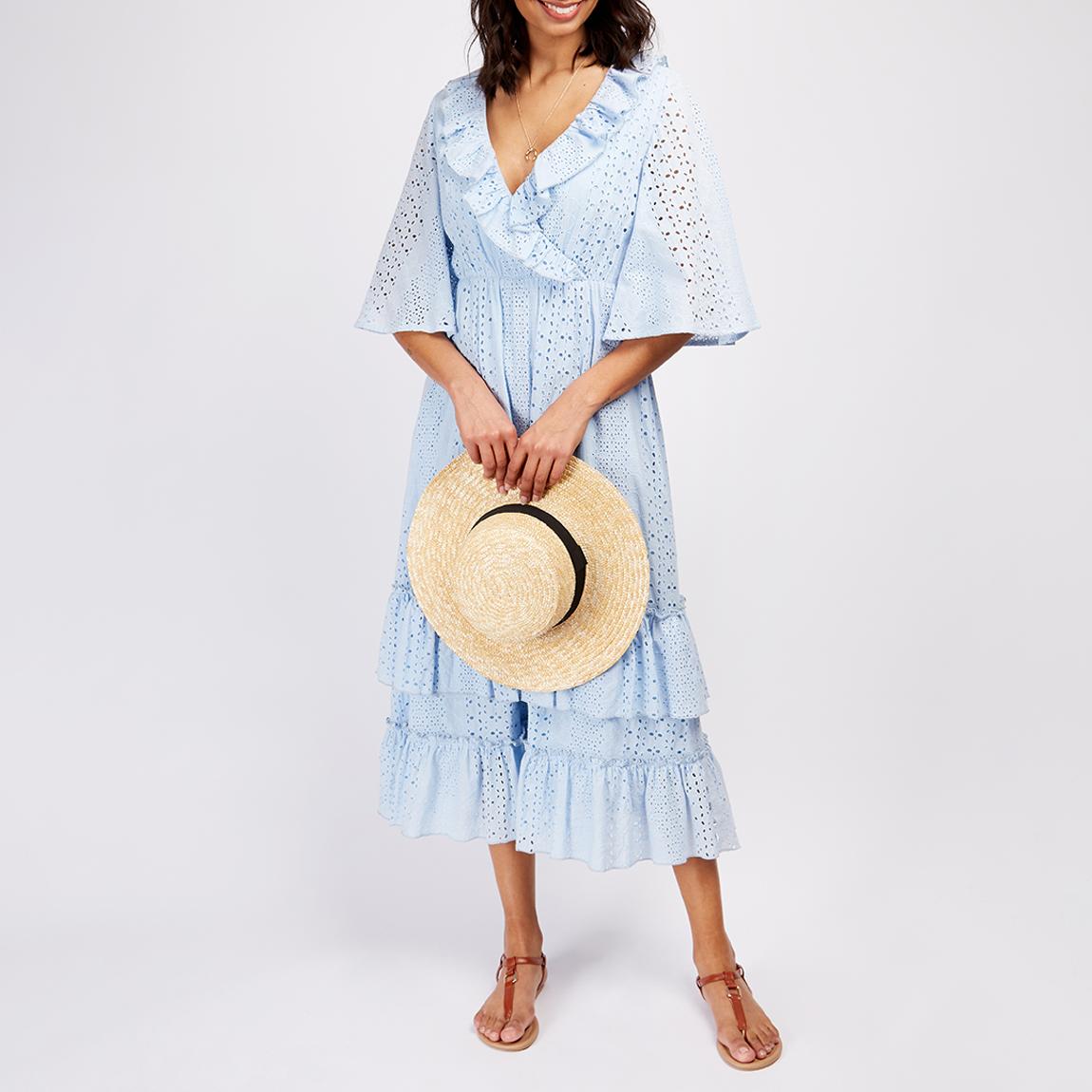 Somerset by Alice Temperley Blue Broderie Cotton Dress - BrandAlley