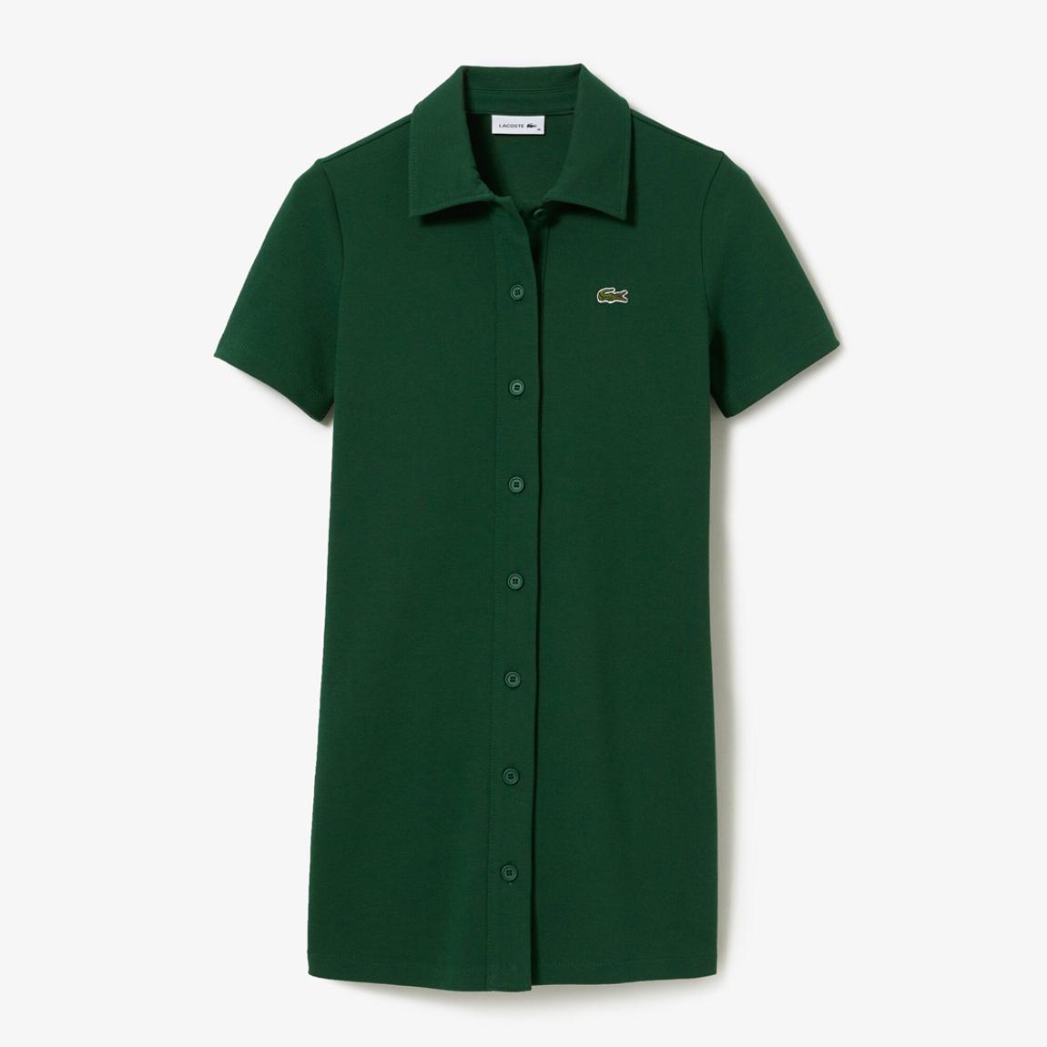 Green Short Sleeve Cotton Blend Polo Dress main product photo