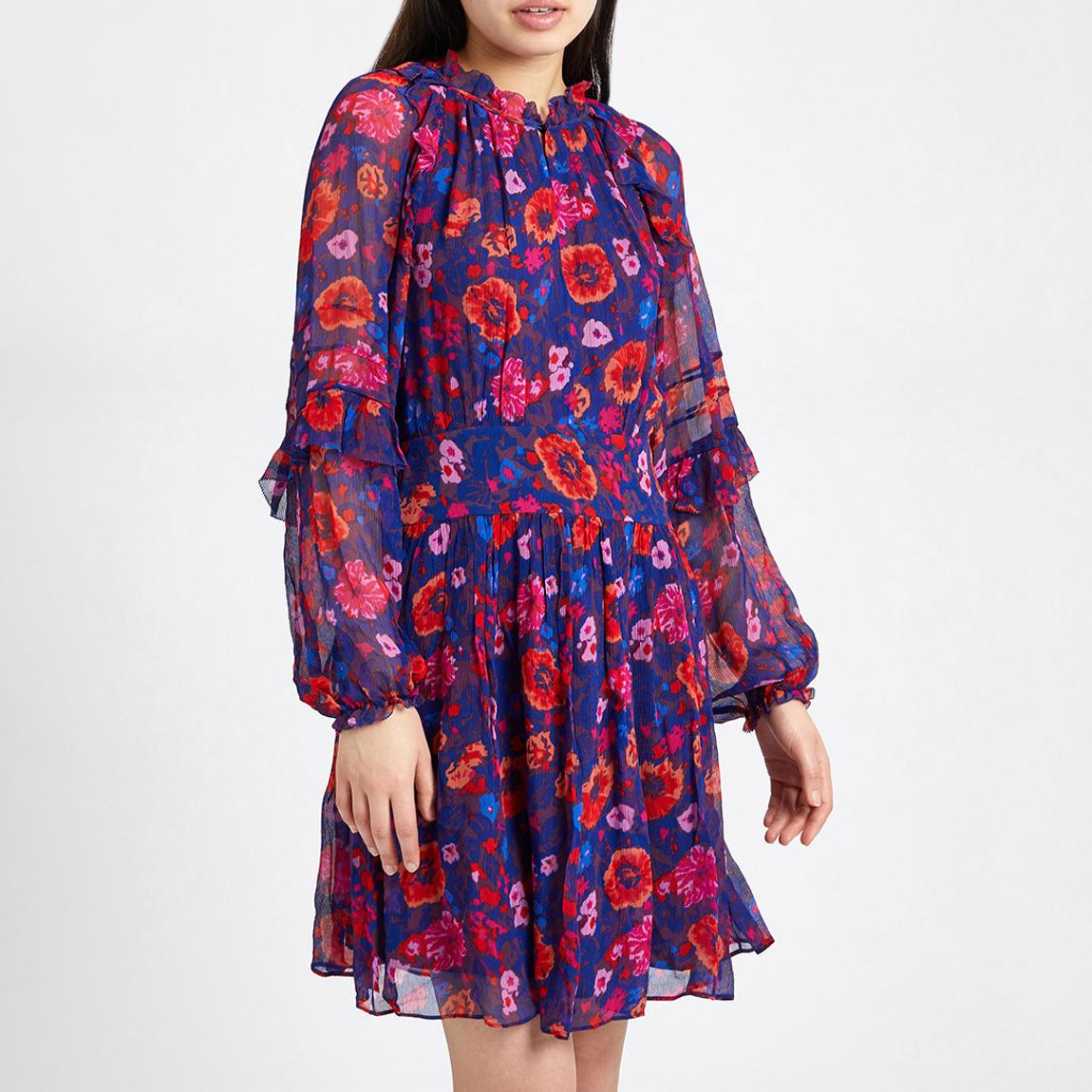 Navy Floral Crinkle Dress main product photo