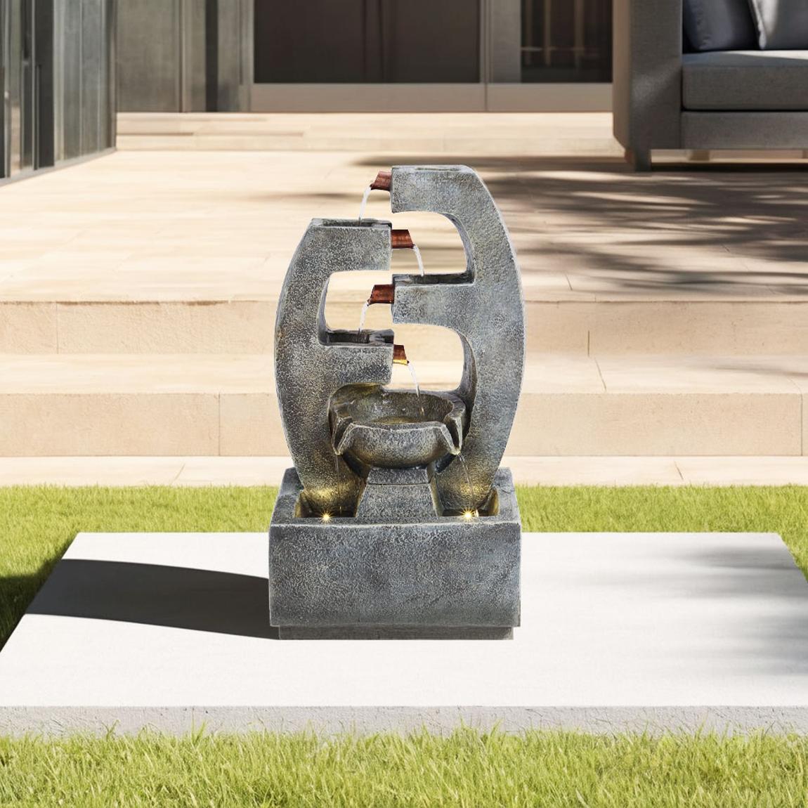 Outdoor Solar-Powered Fountain with LED Light 25cm W x 17cm D x 46cm H main product photo