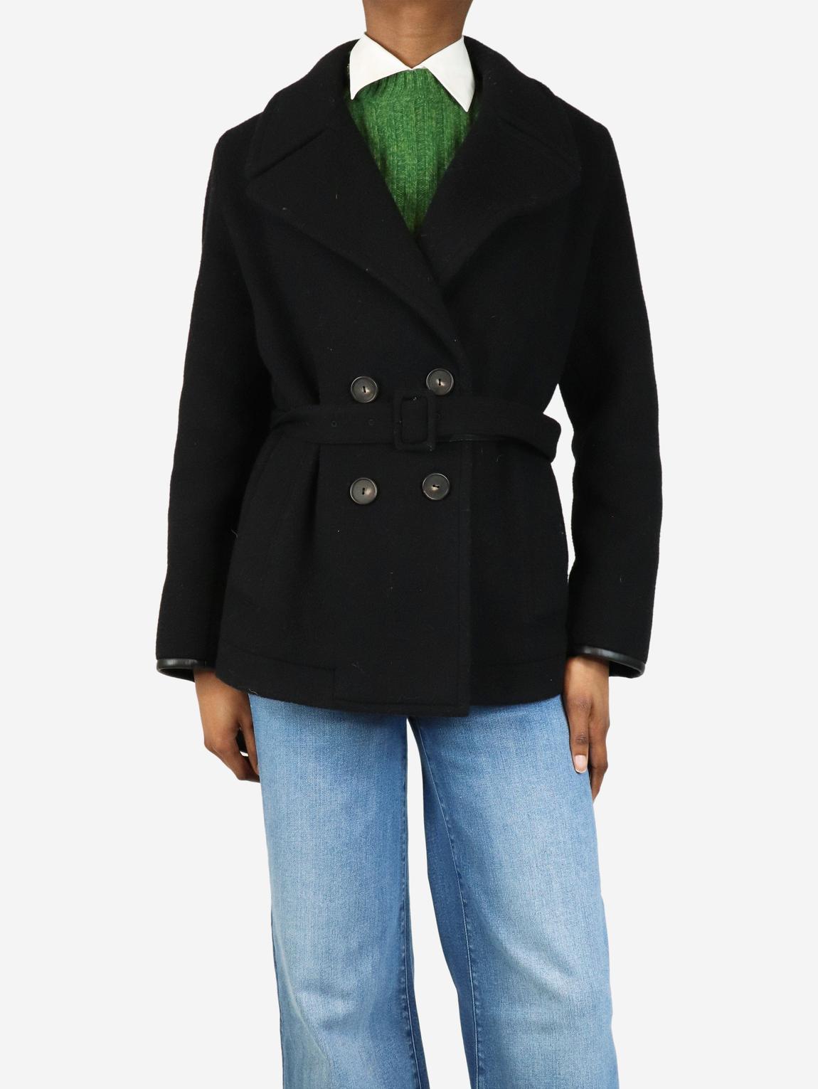 Black double-breasted peacoat main product photo