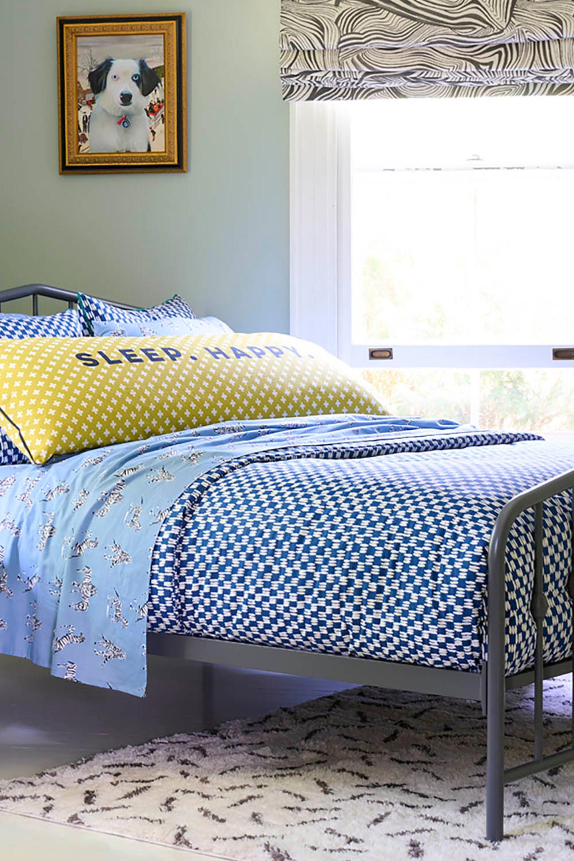 Blue Petite Painted Check Duvet Cover Set Double main product photo