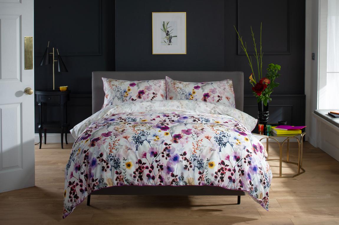 The Lyndon Company Watercolour Floral Lavender Duvet Cover Set Lilac Single main product photo
