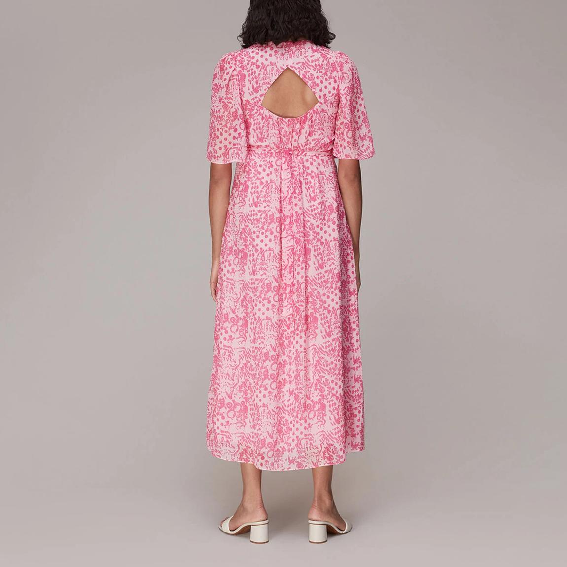 Pink Abstract Print Midi Dress main product photo