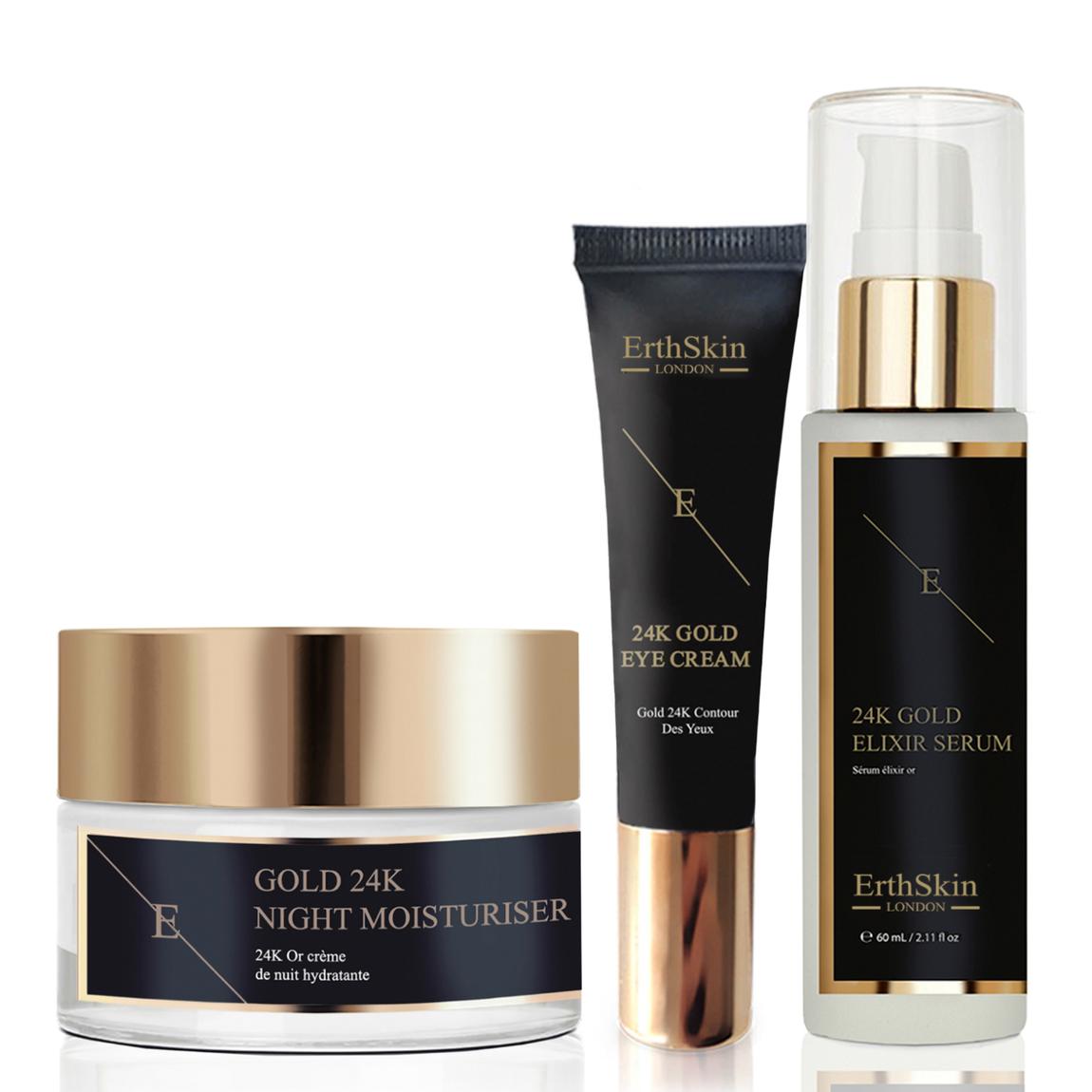 Anti - Wrinkle Elixir Serum 24k + ANTI-WRINKLE Night MOISTURISER 24K GOLD + UNDER EYE CREAM 24K GOLD main product photo
