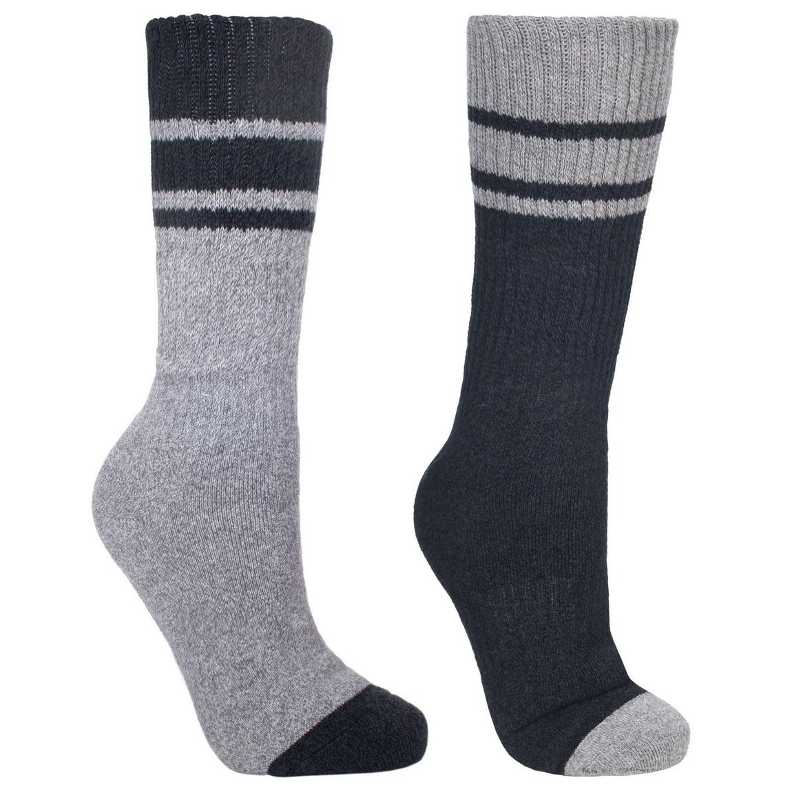 Mens Hitched Two Tone Anti Blister Hiking Boot Socks (2 Pairs) Black/Grey Marl main product photo