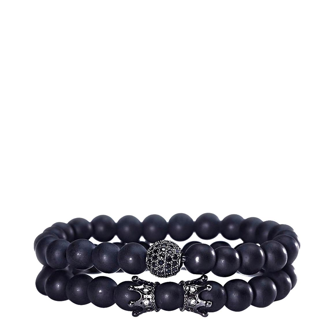 Matte Onyx & Blue Bead Adjustable Bracelet main product photo