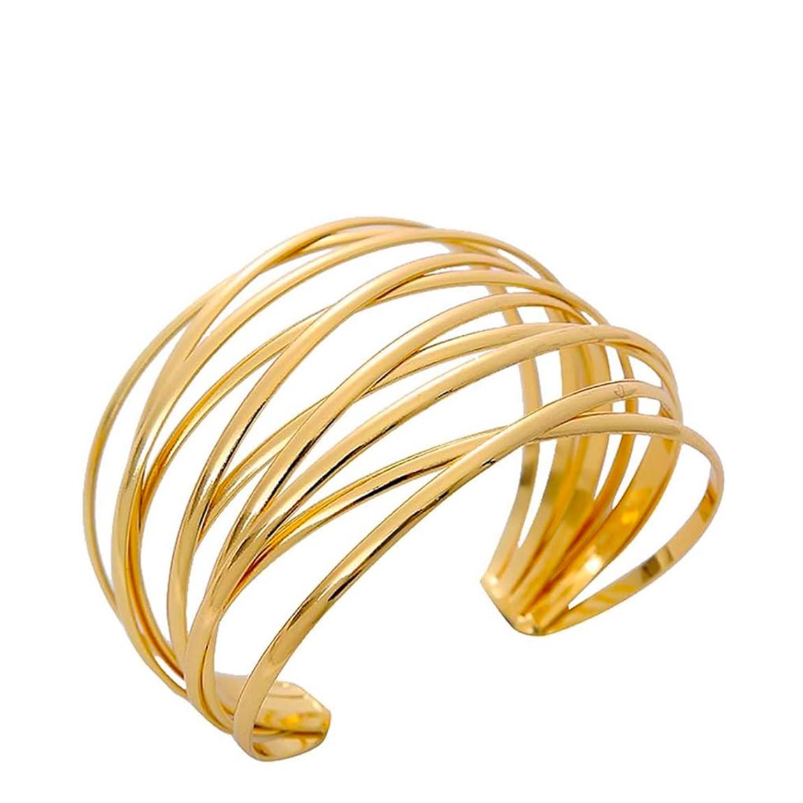 18K Gold Criss Cross Cuff Bangle main product photo