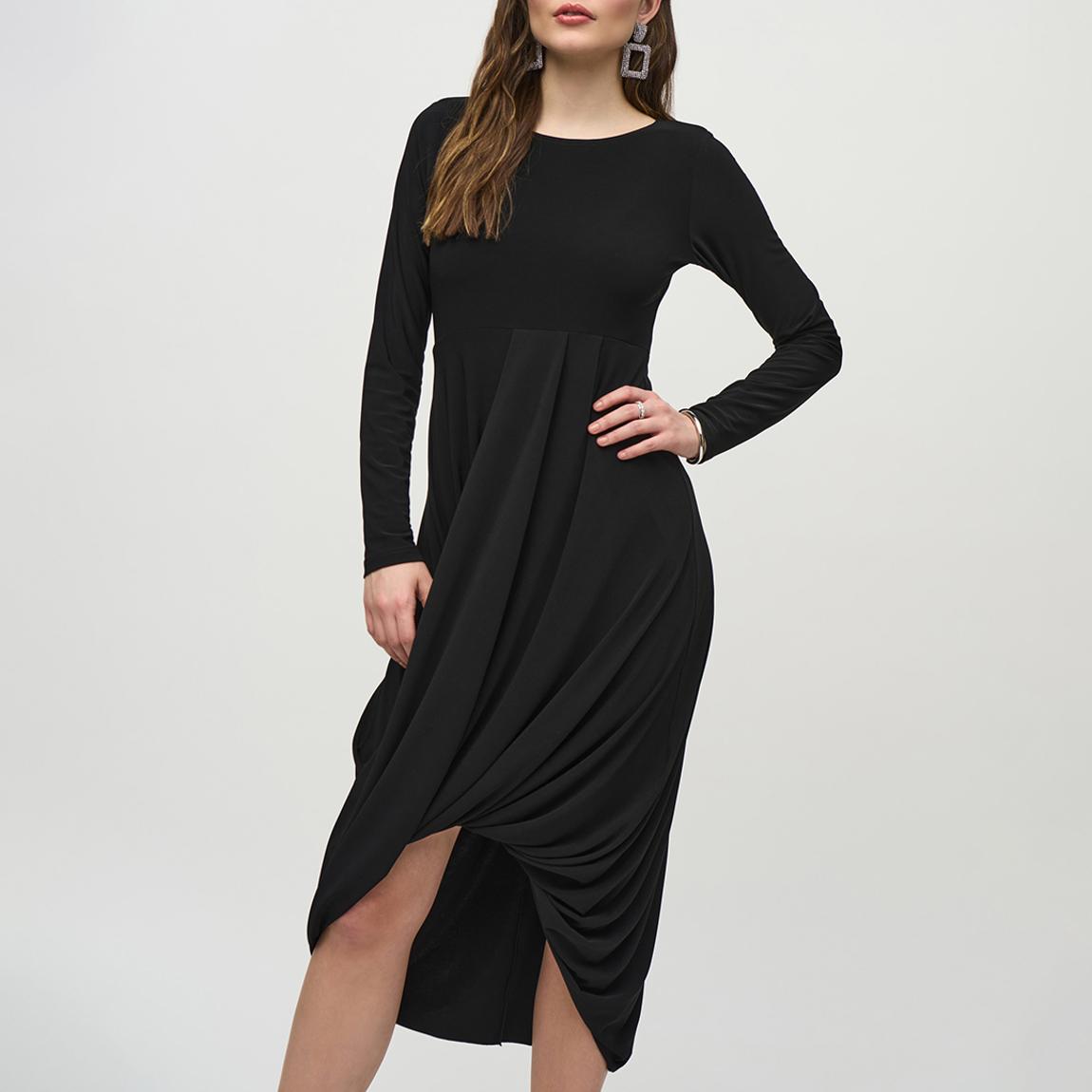 Black Gathered Midi Dress main product photo