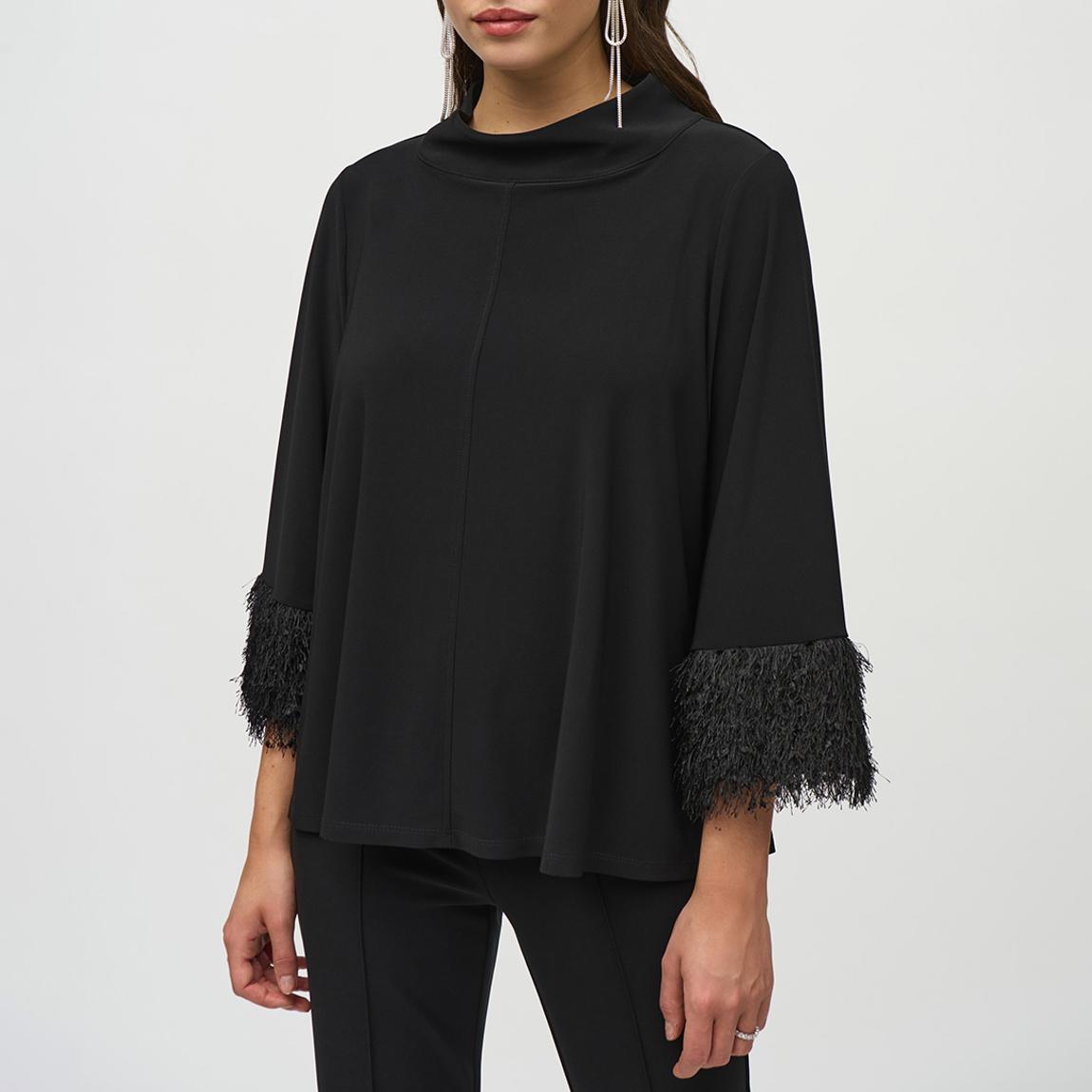 Black High Neck Relaxed Tassel Blouse main product photo