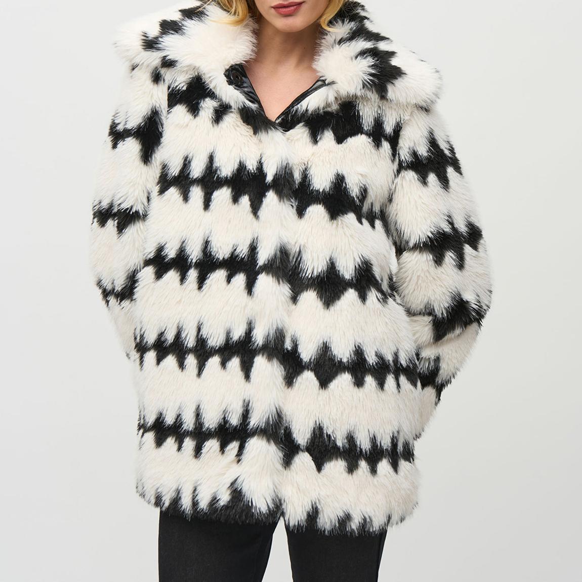Black/White Reversible Faux Fur Coat main product photo
