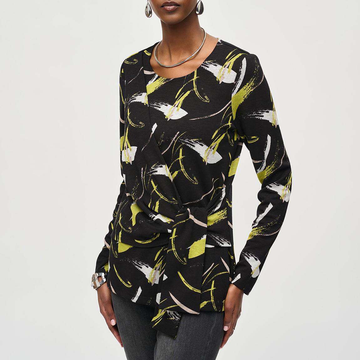 Black Printed Wrap Tie Blouse main product photo