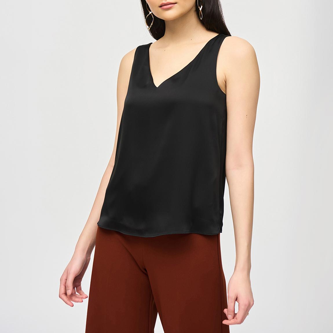 Black V-Neck Sleeveless Blouse main product photo