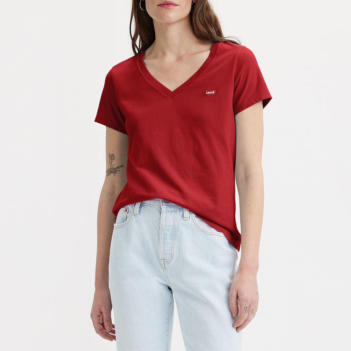 Red V-Neck Cotton T-Shirt main product photo