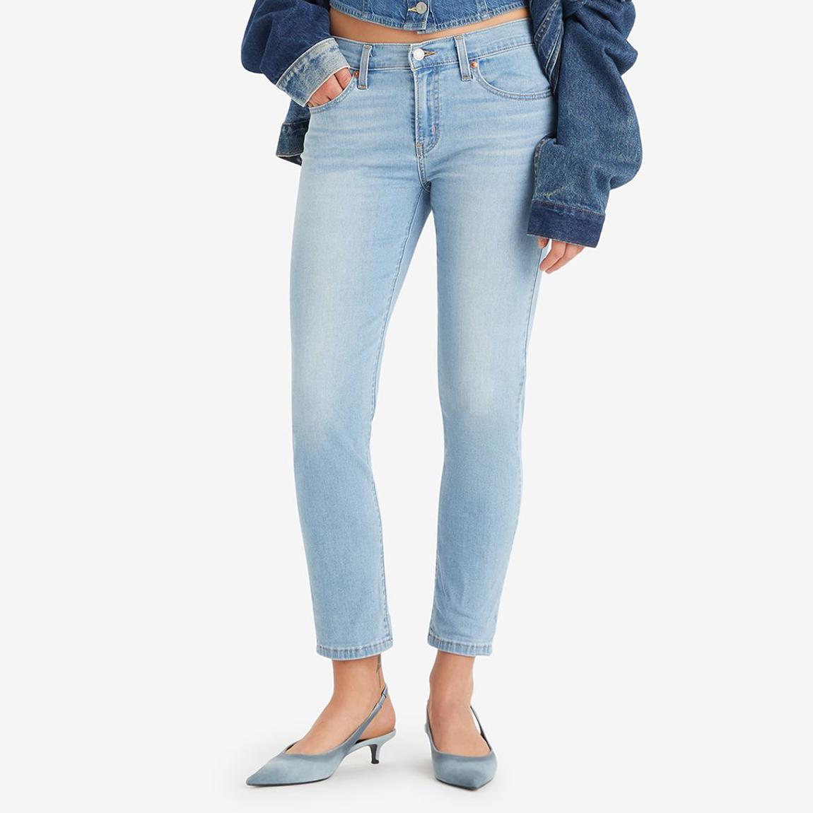 Light Blue Mid Rise Slim Stretch Jeans main product photo