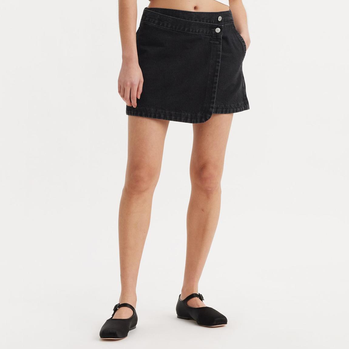 Black Wrap Denim Mini Skirt main product photo