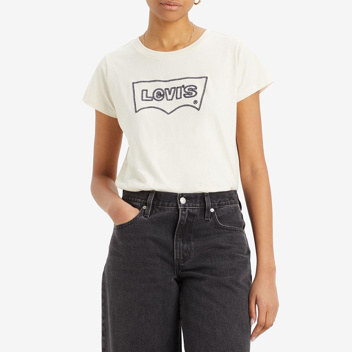 White Stitched Logo Cotton T-Shirt main product photo