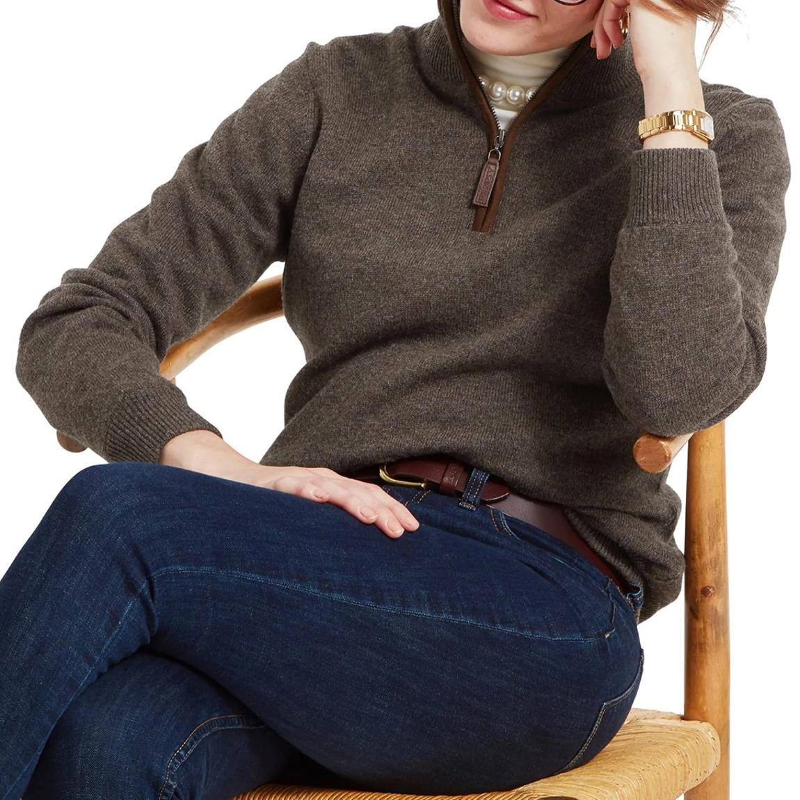 Cocoa Lambswool Aerobloc Quarter Zip main product photo